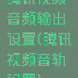 腾讯视频音频输出设置(腾讯视频音轨设置)