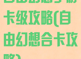自由幻想手游卡级攻略(自由幻想合卡攻略)