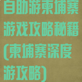 自助游柬埔寨游戏攻略秘籍(柬埔寨深度游攻略)