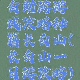 自助游游戏攻略秘籍长白山(长白山一日游攻略)