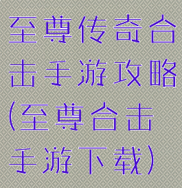 至尊传奇合击手游攻略(至尊合击手游下载)