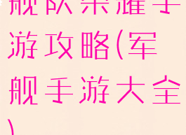 舰队荣耀手游攻略(军舰手游大全)