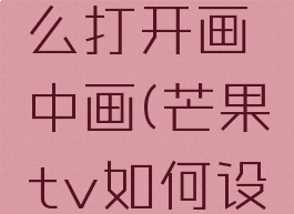 芒果tv怎么打开画中画(芒果tv如何设置画中画)