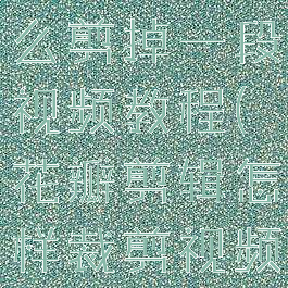 花瓣剪辑怎么剪掉一段视频教程(花瓣剪辑怎样裁剪视频)