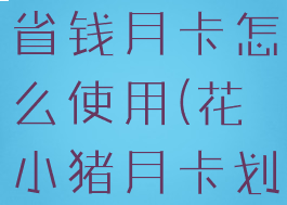 花小猪打车省钱月卡怎么使用(花小猪月卡划算吗)