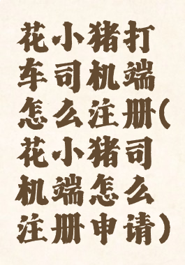 花小猪打车司机端怎么注册(花小猪司机端怎么注册申请)