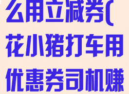 花小猪打车怎么用立减券(花小猪打车用优惠券司机赚钱么)