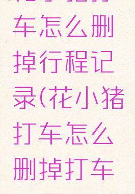 花小猪打车怎么删掉行程记录(花小猪打车怎么删掉打车记录)