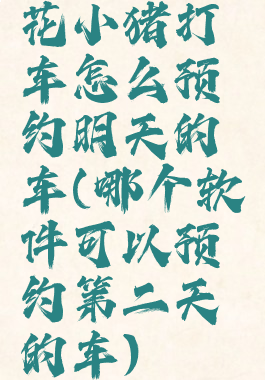 花小猪打车怎么预约明天的车(哪个软件可以预约第二天的车)