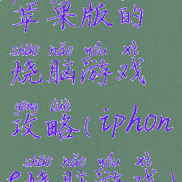 苹果版的烧脑游戏攻略(iphone烧脑游戏)