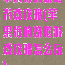 苹果版的烧脑游戏攻略(苹果版的烧脑游戏攻略怎么玩)