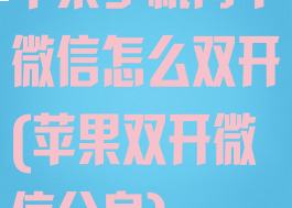 苹果手机两个微信怎么双开(苹果双开微信分身)