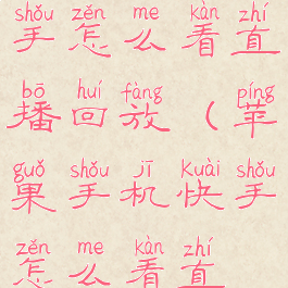 苹果手机快手怎么看直播回放(苹果手机快手怎么看直播回放啊)