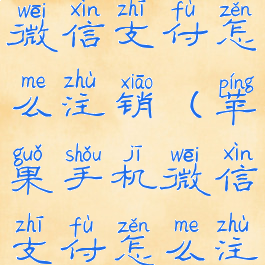 苹果手机微信支付怎么注销(苹果手机微信支付怎么注销掉账号)