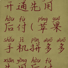 苹果手机拼多多怎么开通先用后付(苹果手机拼多多先用后付款怎么取消)