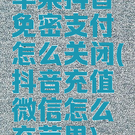 苹果抖音免密支付怎么关闭(抖音充值微信怎么充苹果)