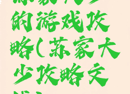 苏家大少的游戏攻略(苏家大少攻略文线)