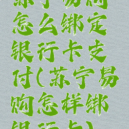 苏宁易购怎么绑定银行卡支付(苏宁易购怎样绑银行卡)