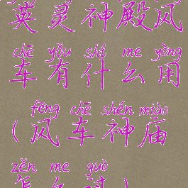 英灵神殿风车有什么用(风车神庙怎么过)