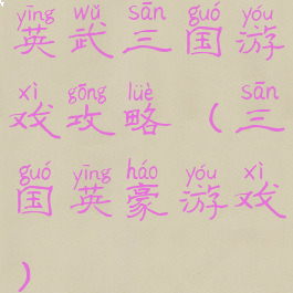 英武三国游戏攻略(三国英豪游戏)