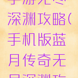 蓝月传奇手游无尽深渊攻略(手机版蓝月传奇无尽深渊攻略)