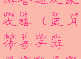 蓝月传奇手游普通玩家攻略(蓝月传奇手游普通玩家攻略大全)