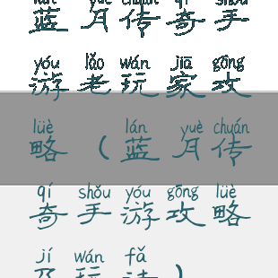 蓝月传奇手游老玩家攻略(蓝月传奇手游攻略及玩法)