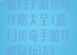 蓝月手游传奇攻略大全(蓝月传奇手游攻略及玩法)