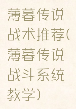 薄暮传说战术推荐(薄暮传说战斗系统教学)