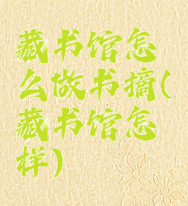 藏书馆怎么做书摘(藏书馆怎样)