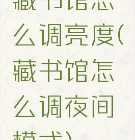 藏书馆怎么调亮度(藏书馆怎么调夜间模式)