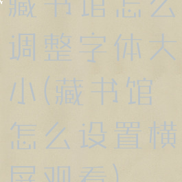 藏书馆怎么调整字体大小(藏书馆怎么设置横屏观看)