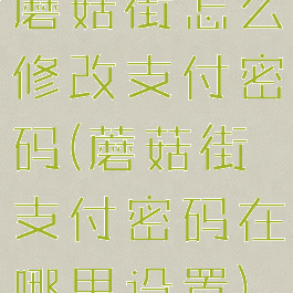 蘑菇街怎么修改支付密码(蘑菇街支付密码在哪里设置)