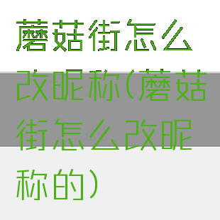 蘑菇街怎么改昵称(蘑菇街怎么改昵称的)