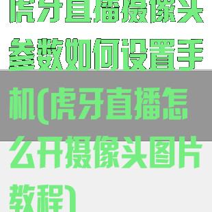 虎牙直播摄像头参数如何设置手机(虎牙直播怎么开摄像头图片教程)