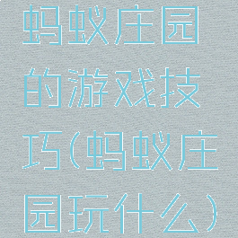 蚂蚁庄园的游戏技巧(蚂蚁庄园玩什么)