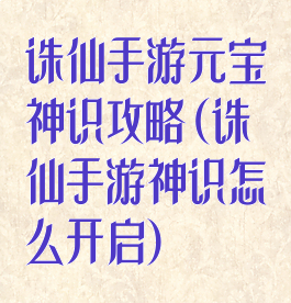 诛仙手游元宝神识攻略(诛仙手游神识怎么开启)