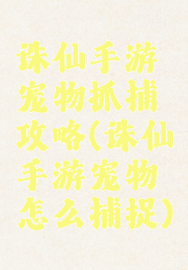 诛仙手游宠物抓捕攻略(诛仙手游宠物怎么捕捉)