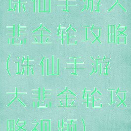 诛仙手游大悲金轮攻略(诛仙手游大悲金轮攻略视频)