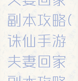 诛仙手游夫妻回家副本攻略(诛仙手游夫妻回家副本攻略大全)