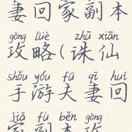 诛仙手游夫妻回家副本攻略(诛仙手游夫妻回家副本攻略视频)