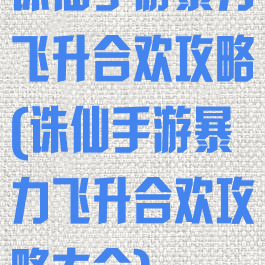 诛仙手游暴力飞升合欢攻略(诛仙手游暴力飞升合欢攻略大全)