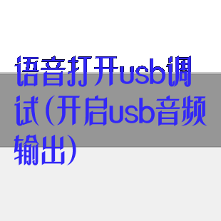 语音打开usb调试(开启usb音频输出)