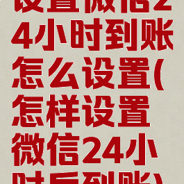 设置微信24小时到账怎么设置(怎样设置微信24小时后到账)