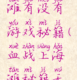 血战上海滩有没有游戏秘籍(血战上海滩秘籍无限血)