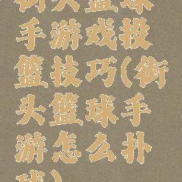 街头篮球手游戏投篮技巧(街头篮球手游怎么扑球)