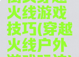 街头穿越火线游戏技巧(穿越火线户外游戏玩法)