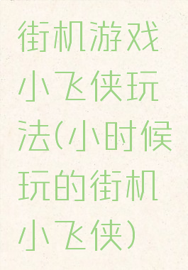 街机游戏小飞侠玩法(小时候玩的街机小飞侠)