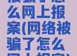 被骗了怎么网上报案(网络被骗了怎么网上报案)