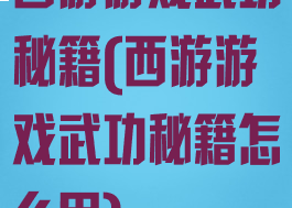 西游游戏武功秘籍(西游游戏武功秘籍怎么用)